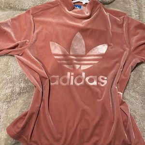 A beautiful velvet pink rose Adidas shirt size large